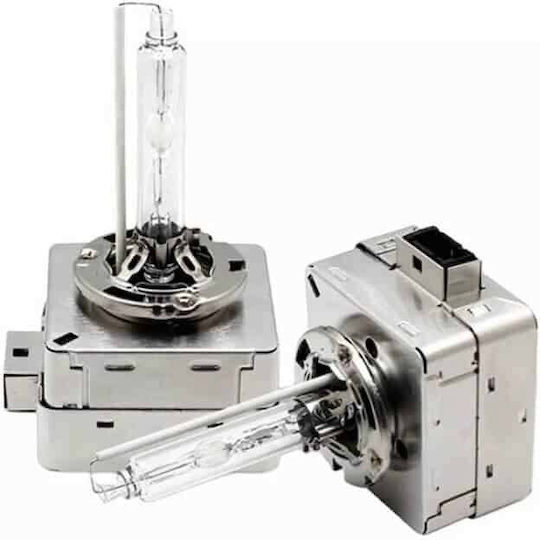 Set de 2 becuri xenon D3s 35w lumină albă rece 6000k 3200lm flanșă metalică