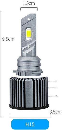 Set de 2 becuri LED H15 Canbus 120w 12000lm Lumină Albă Fără Eroare Sensibilă