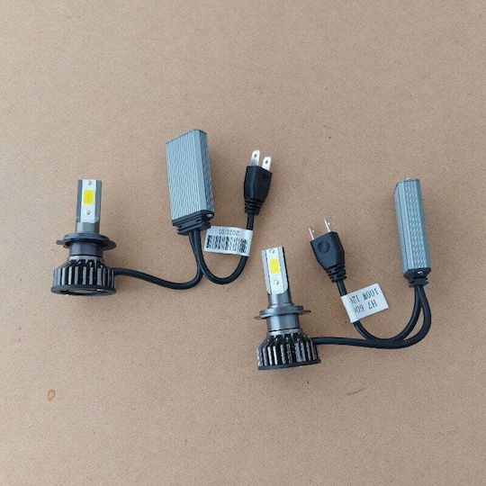 Set de 2 becuri LED H7 100W COB lumină albă rece 12000lm