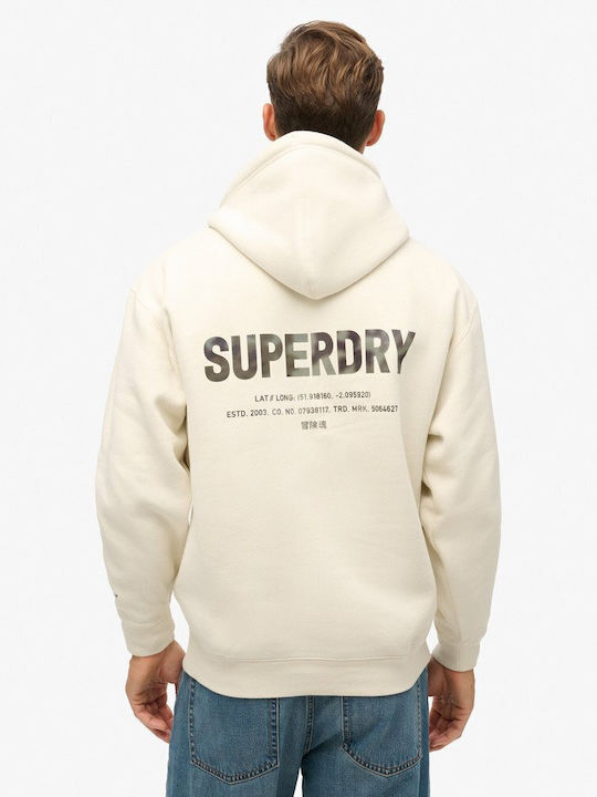 Superdry Sport Logo Nordic Bone Grey with Hood