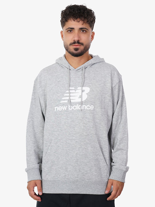 New Balance Φούτερ Γκρι με Κουκούλα