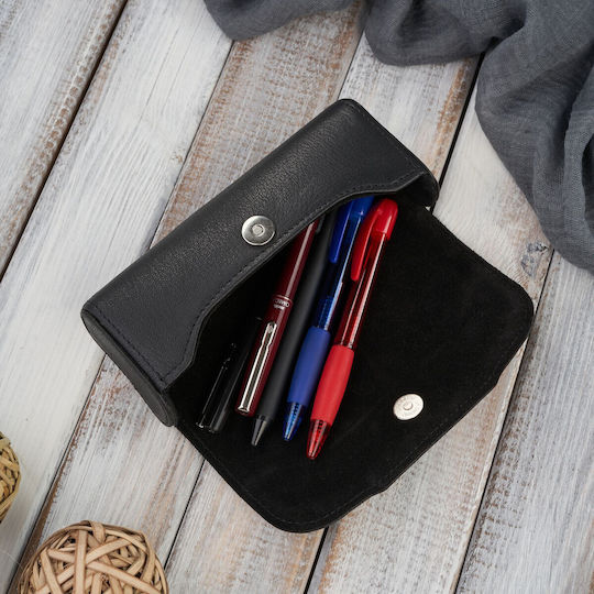 Toc pentru ochelari din piele verde Etui pentru creioane Paolo Peruzzi T-83-bl