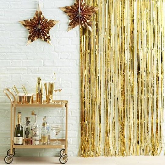 PartyDeco Curtain For Party In Gold Colour 90cm