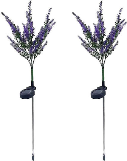 Set de 2 lămpi solare cu lavandă, înălțime 70cm, senzor de lumină IP65, violet