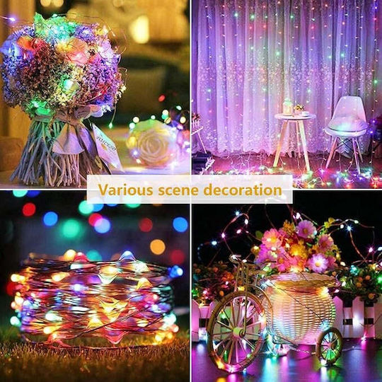 Instalație solară lumină caldă rece albă multicoloră 300 LED-uri 8 efecte 30m