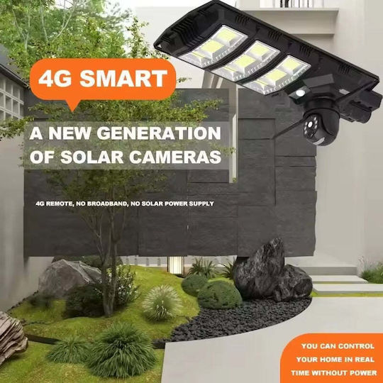 Lumină stradală solară de 300W cu cameră de supraveghere încorporată telecomandă neagră