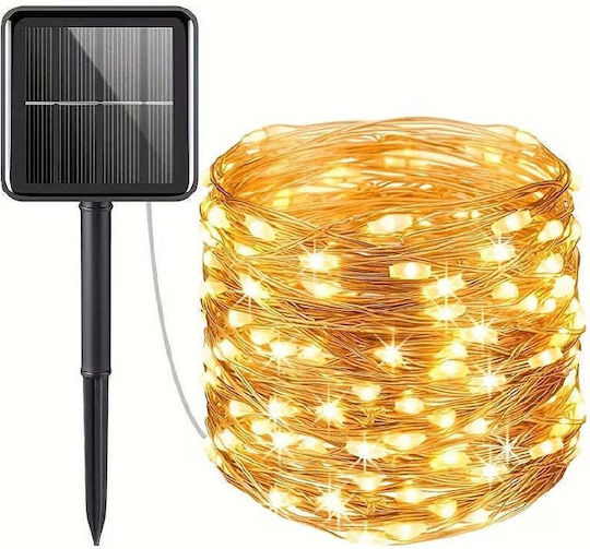 Instalație solară lumină caldă rece albă multicoloră 300 LED-uri 8 efecte 30m