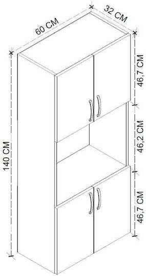 Armado Στήλη Κουζίνας Λευκό 60x32x140εκ.
