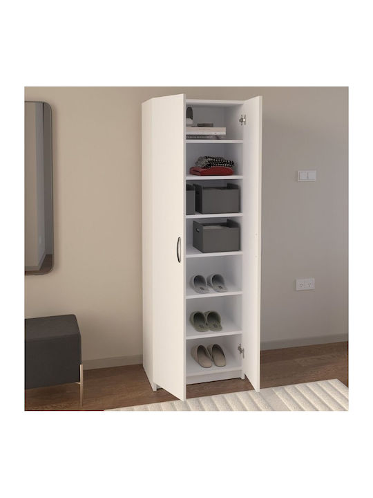 Double Door Wardrobe Renso White 59.8x37.8x178.5cm