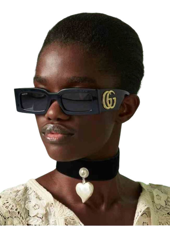 Gucci Unisex Sunglasses With Black Horn-Rimmed Frame And Grey Lens GG1425S 001
