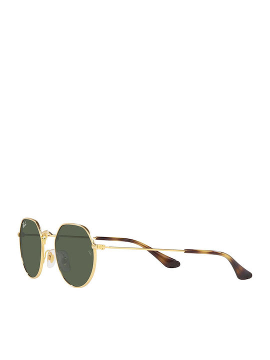 Ray Ban Jack Унисекс Слънчеви Очила с Златен Метален Рамка и Зелени Стъкла