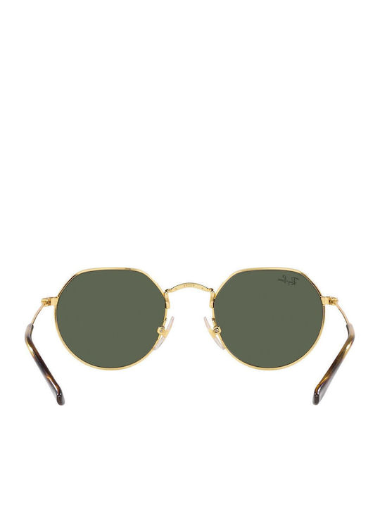 Ray Ban Jack Унисекс Слънчеви Очила с Златен Метален Рамка и Зелени Стъкла