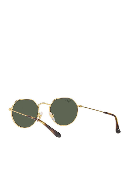 Ray Ban Jack Унисекс Слънчеви Очила с Златен Метален Рамка и Зелени Стъкла