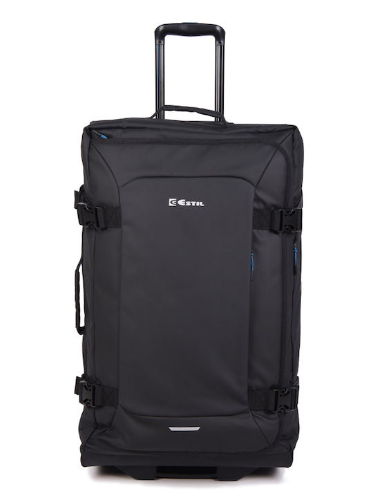 Estil Großer Stoff-Reisekoffer Schwarz mit 2 Rädern Höhe 73cm
