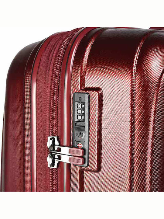 Estil Cabin Hard Suitcase Burgundy with 4 Wheels Height 55cm