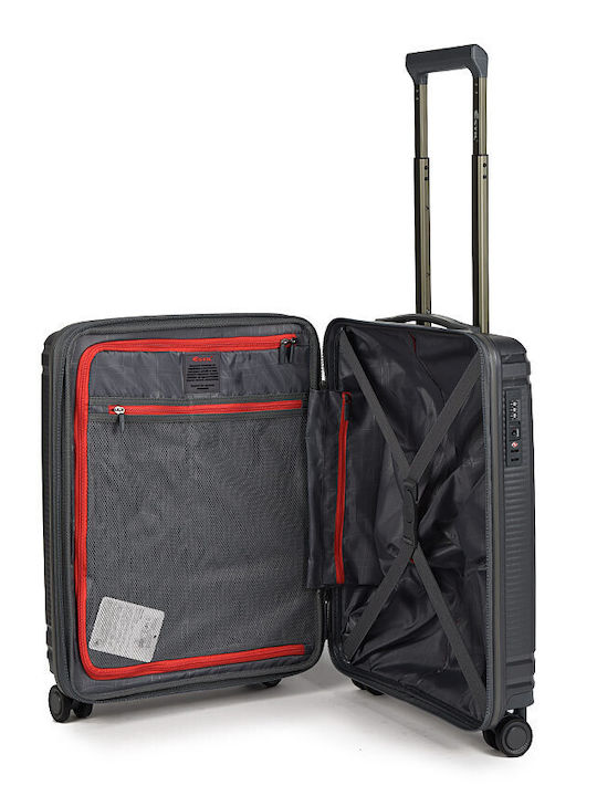 Estil Valiză De Călătorie De Cabină Tough Gri Cu 4 Roți Înălțime 55 Cm
