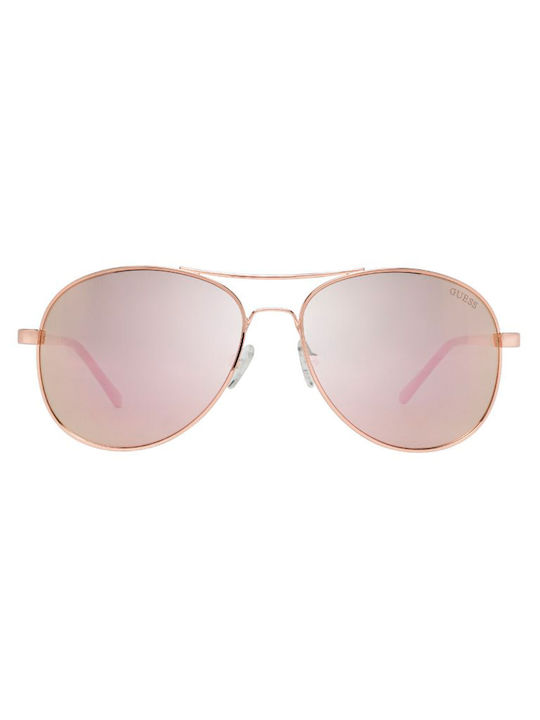 Guess Women's Sunglasses with Rose Gold Metal Frame and Pink Mirror Lens GF0295 28U