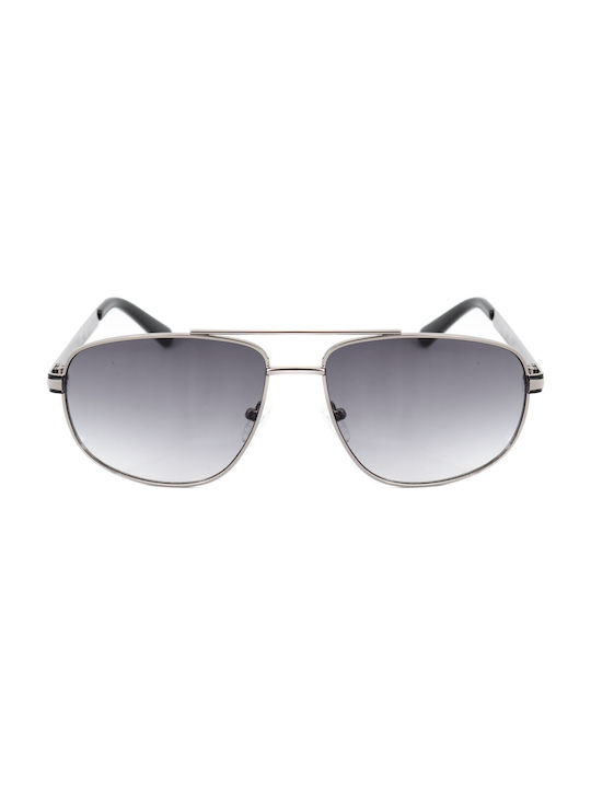 Guess Men's Sunglasses with Silver Metal Frame and Gray Gradient Lens GF0244 06B