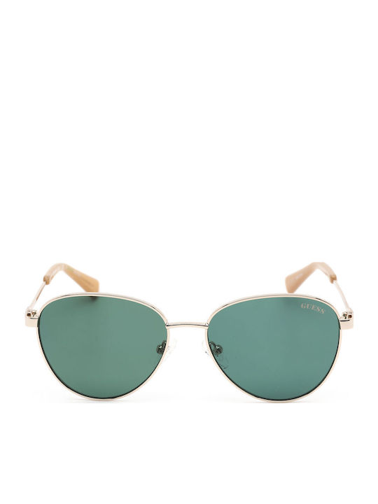 Guess Unisex Sunglasses with Gold Metal Frame and Green Lens GU8257 32N