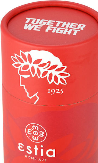 Estia Travel Cup Save the Aegean Recycelbar Glas Thermosflasche Rostfreier Stahl / Kunststoff BPA Frei 500ml Olympiakos BC mit Stroh
