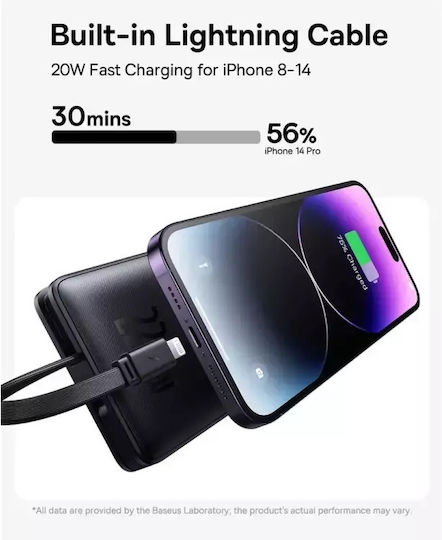 Baseus Airpow Air Lite Power Bank 10000mAh 22.5W με Θύρα USB-A και Θύρα USB-C Μαύρο