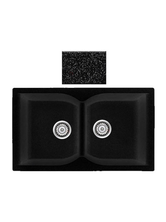 Sanitec Classic Drop-In Sink Synthetic Granite W86xD50cm Granite Black