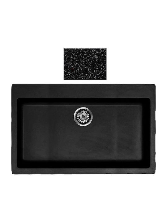 Sanitec Classic Drop-In Spüle aus Verbundgranulat B79xT50cm Granite Black