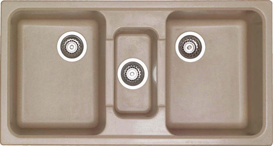 Sanitec Classic Drop-In Sink Synthetic Granite W96.5xD50.5cm Granite Cappuccino