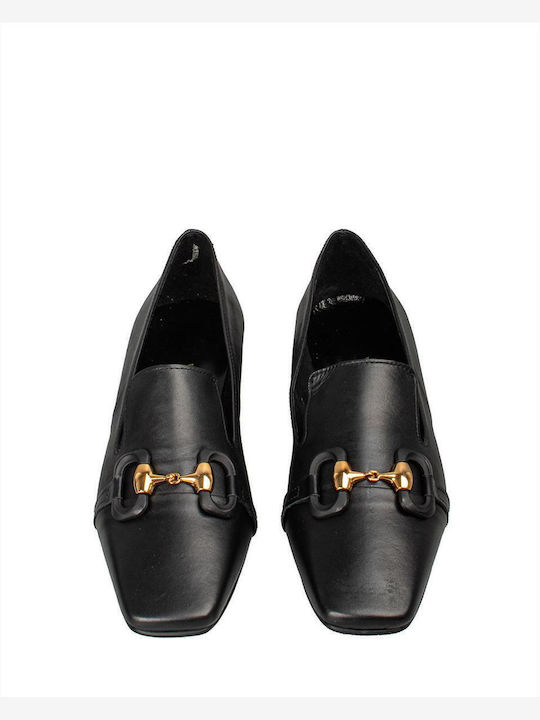 Δερμάτινα Γυναικεία Loafers σε Μαύρο Χρώμα