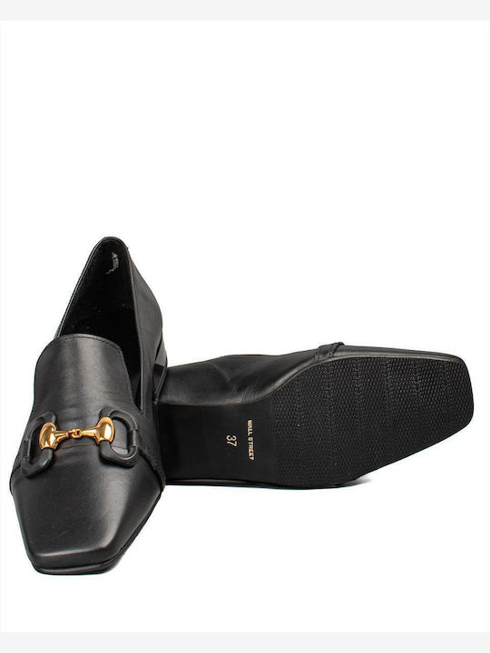 Δερμάτινα Γυναικεία Loafers σε Μαύρο Χρώμα