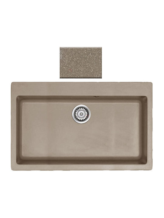 Sanitec Classic Drop-In Spüle aus Verbundgranulat B79xT50cm Granite Taupe
