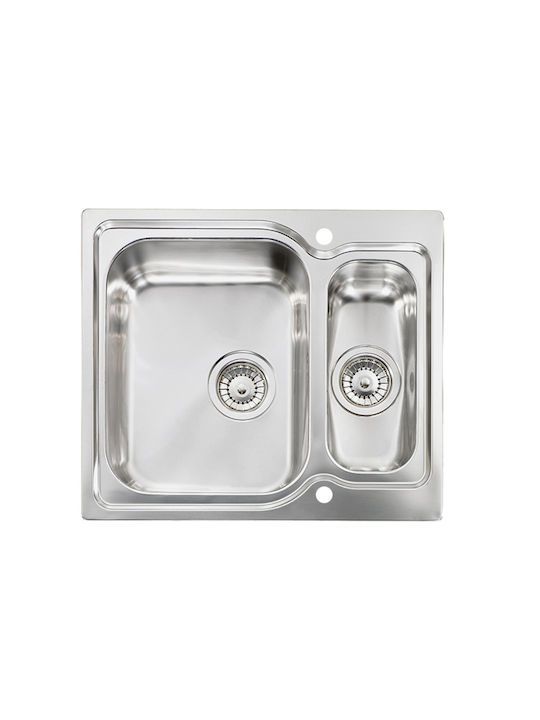 Sanitec Drop-In Sink Right Inox Matte W58xD50cm Silver