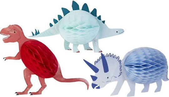 Meri Meri Honeycomb Dinosaurs Hanging Ornament for Party Dinosaurs 3 Pieces 32.4 cm