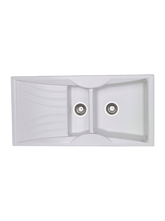 Sanitec Classic Drop-In Sink Left Synthetic Granite W104xD51cm White
