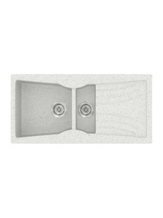 Sanitec Classic Drop-In Sink Left Synthetic Granite W104xD51cm White