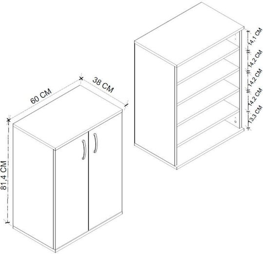 Holz Schuhschrank Manolo 60x38x81.4cm