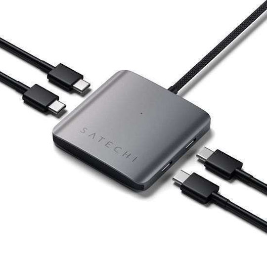 Satechi USB-C Docking Station με PD Γκρι (ST-H4CPDM)