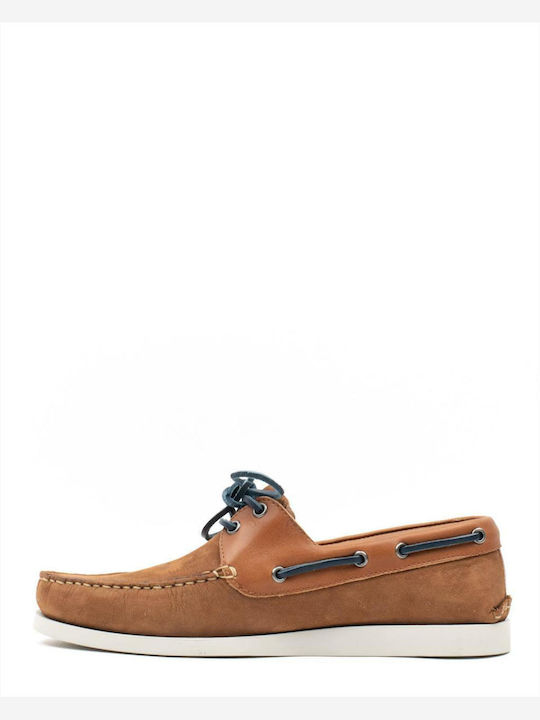 Damiani Men's Leather Boat Shoes Tabac Brown