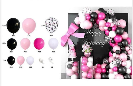 Compoziție cu 112 Baloane Latex Negre Happy Birthday