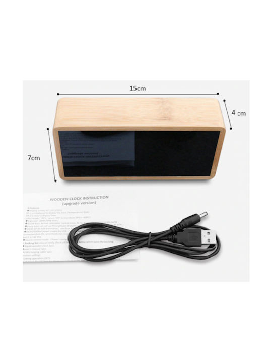 Tabletop Digital Clock LED Wooden with Alarm Clock White 87007WDC90CL