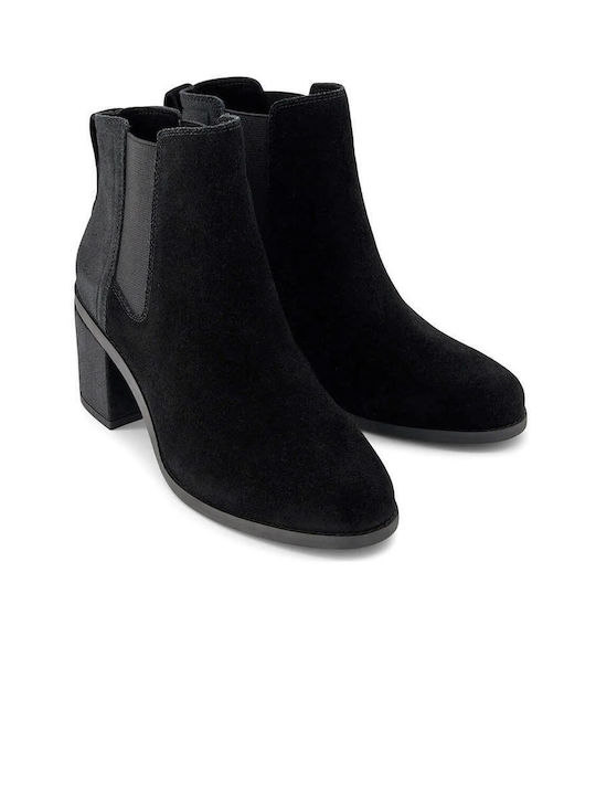 Toms Leather Women's Chelsea Boots with Medium Heel Black