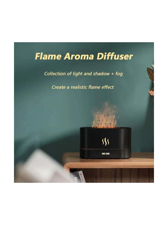 Difuzor Aromaterapie Umidificator Efect Flacără Ultrasonic 3 În 1 180ml LED 10.1x17.1x7.5cm Alb Negru