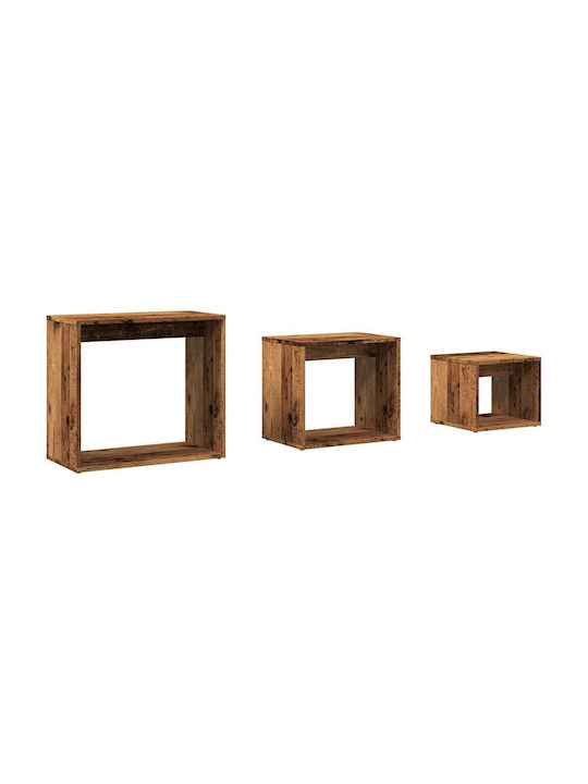 Rectangular Zigzag Set Wooden Coffee 3pcs L55xW30xH50cm.