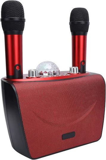 Boxă Karaoke cu Microfoane Wireless și Efecte de Iluminare Roșii