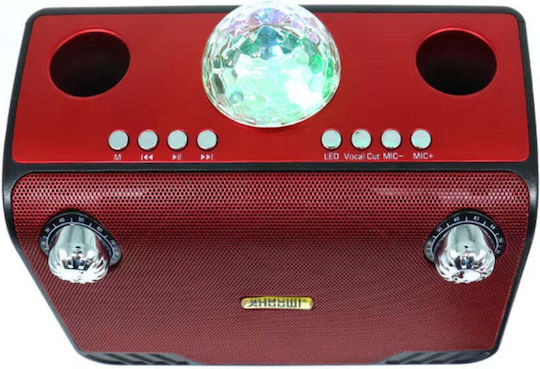 Boxă Karaoke cu Microfoane Wireless și Efecte de Iluminare Roșii