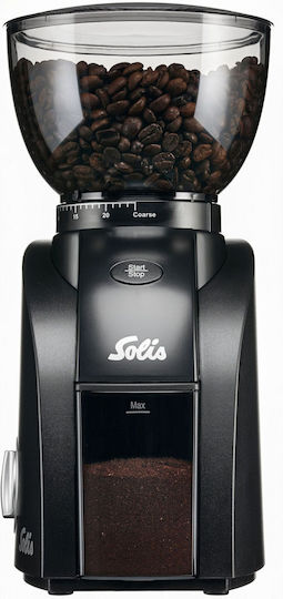 Solis Scala Zero Static Electric Coffee Grinder 130W for 300gr Beans and 24 Grind Levels Black