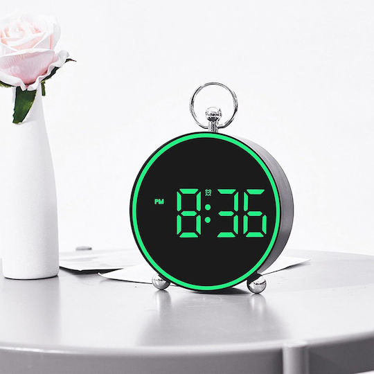 Ceas de Masă și Perete Digital cu Alarmă, Funcție Snooze, Lumină LED, Mod Noapte, Control Vocal, USB