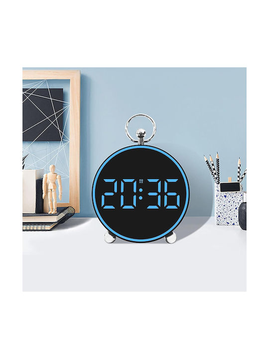 Ceas de Masă și Perete Digital cu Alarmă, Funcție Snooze, Lumină LED, Mod Noapte, Control Vocal, USB