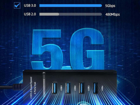 Usb Hub 4 Usb 3.0 Ports Transfer Speed Up To 5gbps