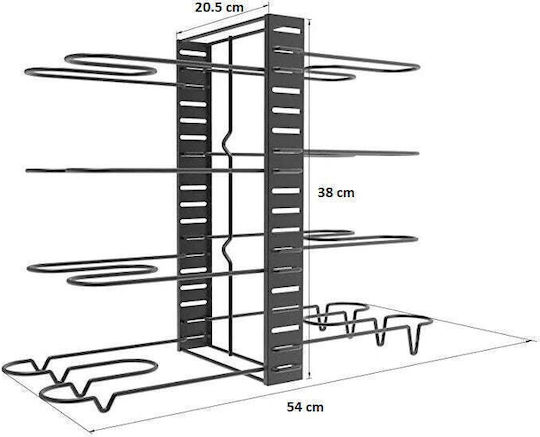 Suport Pentru Oale Și Tigăi Metalic 20.5x54x38cm Negru